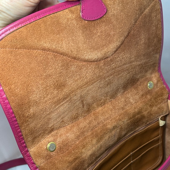 Dooney & Bourke Hand Painted Magenta Pink & Peanut Leather Carrier Bag (R701) - Picture 5 of 15